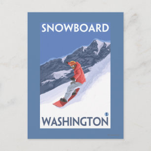 WashingtonSnowboarding Vintage Travel Poster Postcard
