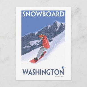 WashingtonSnowboarding Vintage Travel Poster Postcard