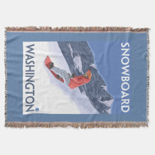 WashingtonSnowboarding Vintage Travel Poster Throw Blanket