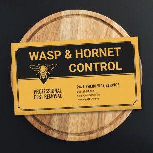 Wasp & Hornet Control - Black & Yellow Business Card