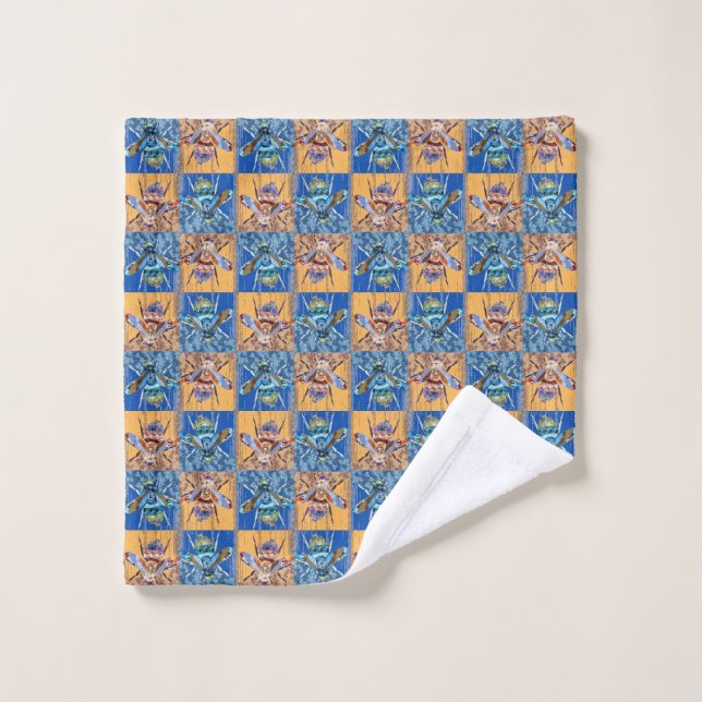 Wasp Patchwork Style Textile Pattern Wash Cloth (Wash Cloth)