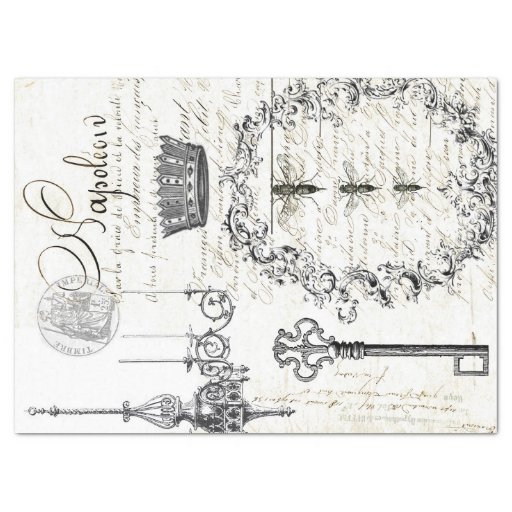 Image of Wasp Script Decoupage Tissue Paper