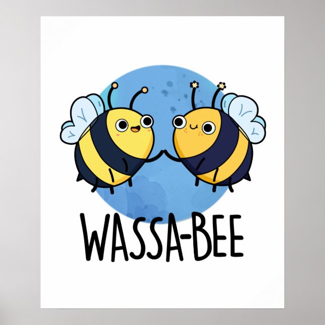 Wassabee Cute Wasabi Bee Pun Poster (Front)
