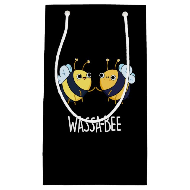 Wassabee Funny Wasabi Bee Pun Dark BG Small Gift Bag (Front)
