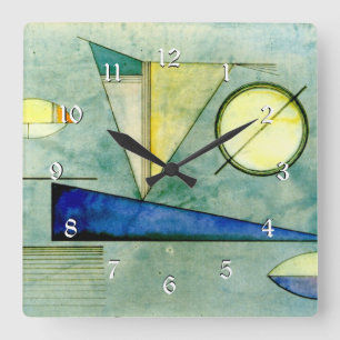 Wassily Kandinsky abstract artwork, Haze Square Wall Clock