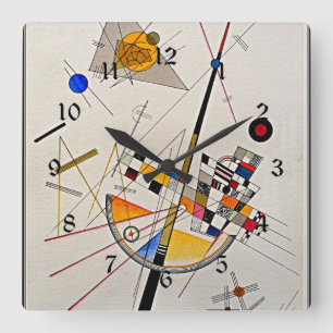 Wassily Kandinsky artwork, Delicate Tension Square Wall Clock