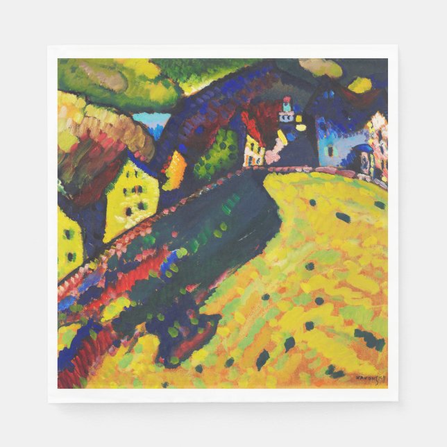 Wassily Kandinsky. Houses at Murnau. Expressionism Napkin (Front)