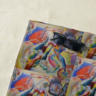 Wassily Kandinsky Red stain Classic Abstract Art Beach Towel