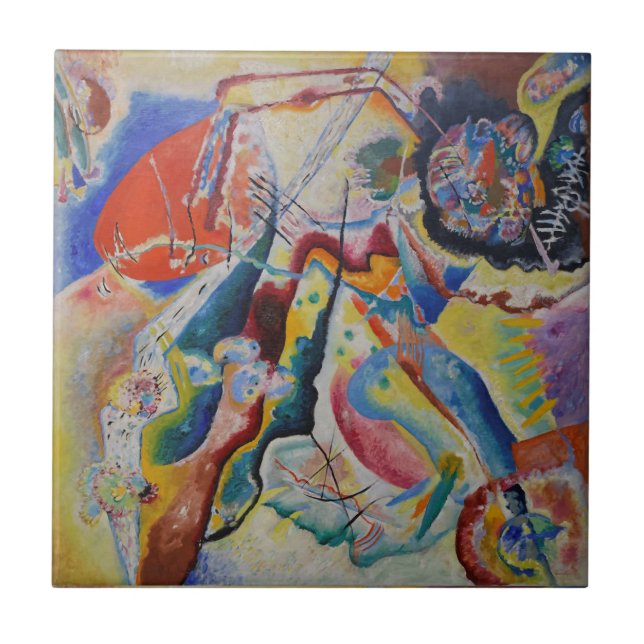 Wassily Kandinsky Red stain Classic Abstract Art Tile (Front)