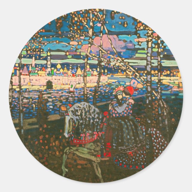 Wassily Kandinsky The Riding Couple Russian Art Classic Round Sticker (Front)