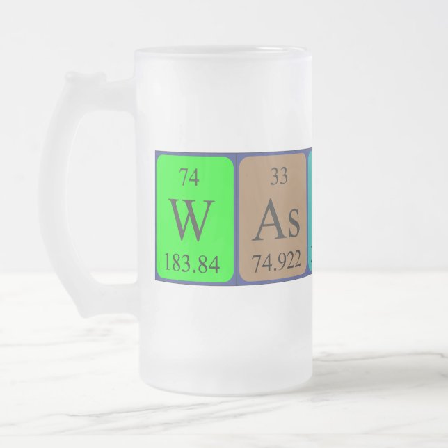 Wassup periodic table word frosty mug (Left)