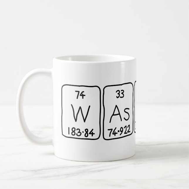 Wassup periodic table word mug (Left)