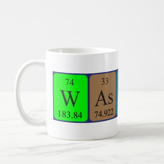 Wassup periodic table word mug (Left)