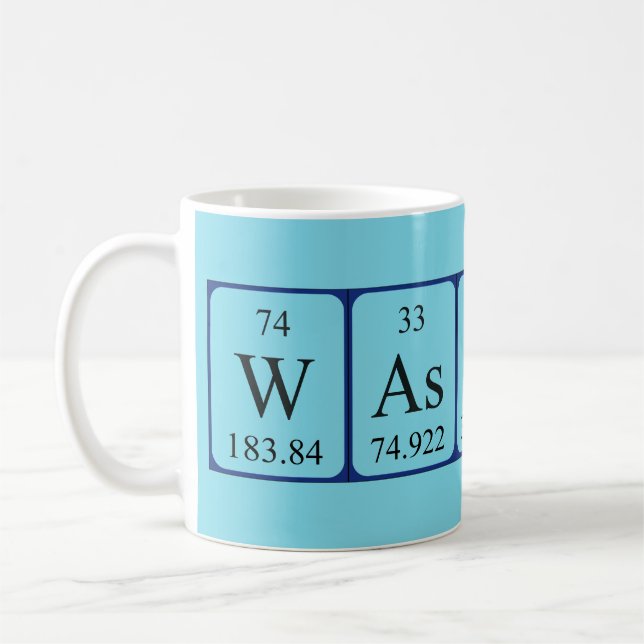 Wassup periodic table word mug (Left)
