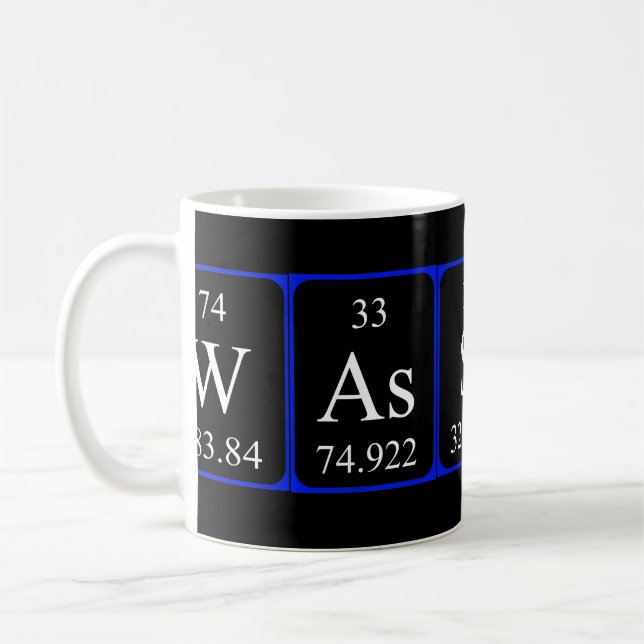 Wassup periodic table word mug (Left)