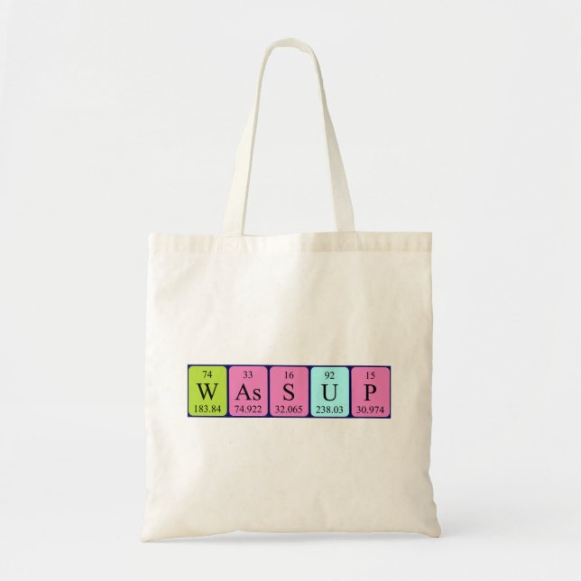 Wassup periodic table word tote bag (Front)