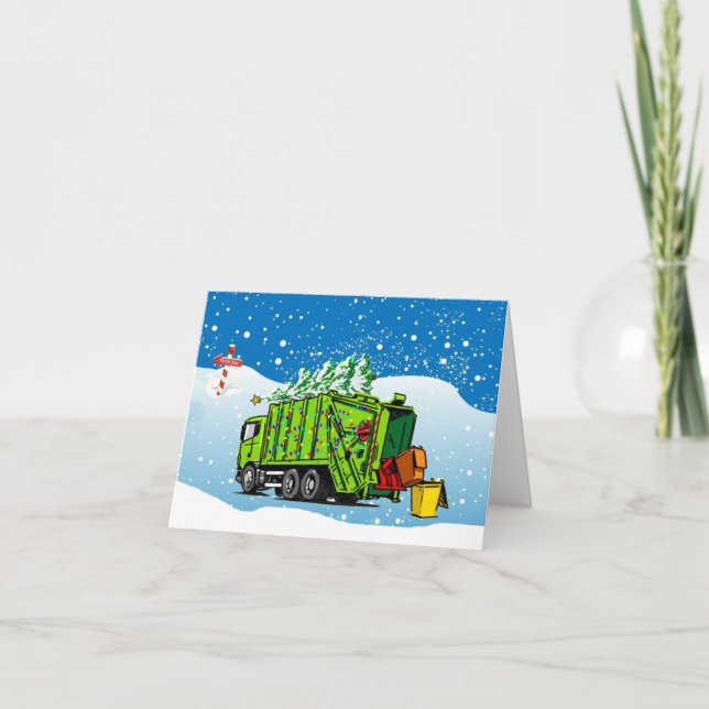 Waste Collectors' Whimsical Holiday Greeting Card (Front)