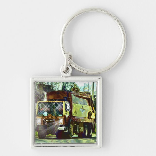 WASTE DISPOSAL GARBAGE TRUCK Art Keychain (Front)