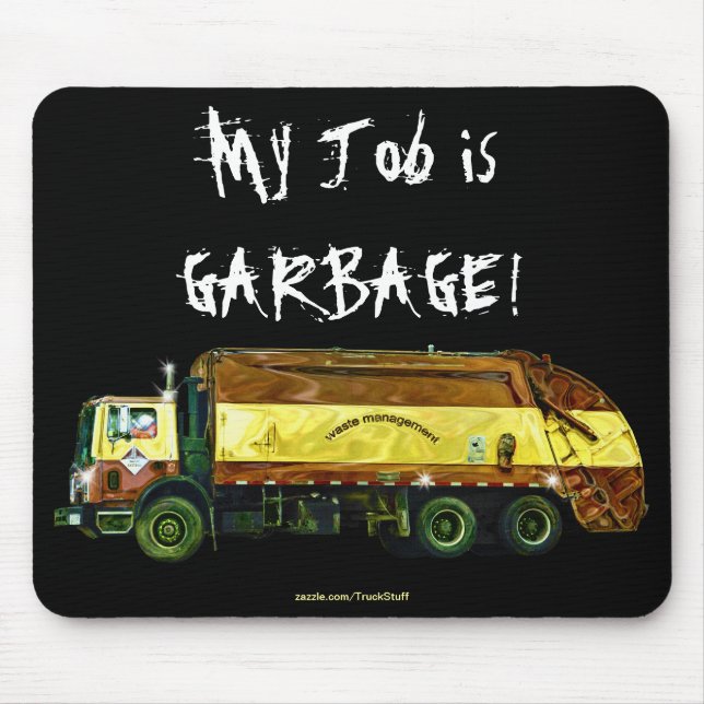WASTE DISPOSAL GARBAGE TRUCK Funny Art Mousepad (Front)
