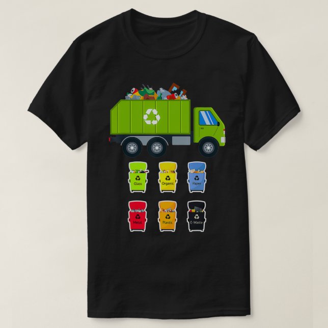 Waste Management Recycling Trash Bins Garbage Truc T-Shirt (Design Front)