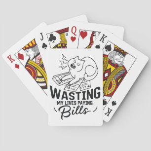Wasting My Lives Funny Cat Design Playing Cards