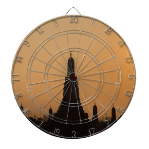 Wat Arun temple Silhouette Thailand Bangkok at sun Dartboard
