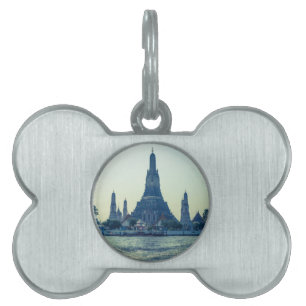 Wat Arun temple with River Thailand Bangkok Pet ID Tag