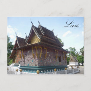 wat laos postcard