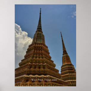 Wat Pho Stupa Padoga Temple Thailand Travel Poster