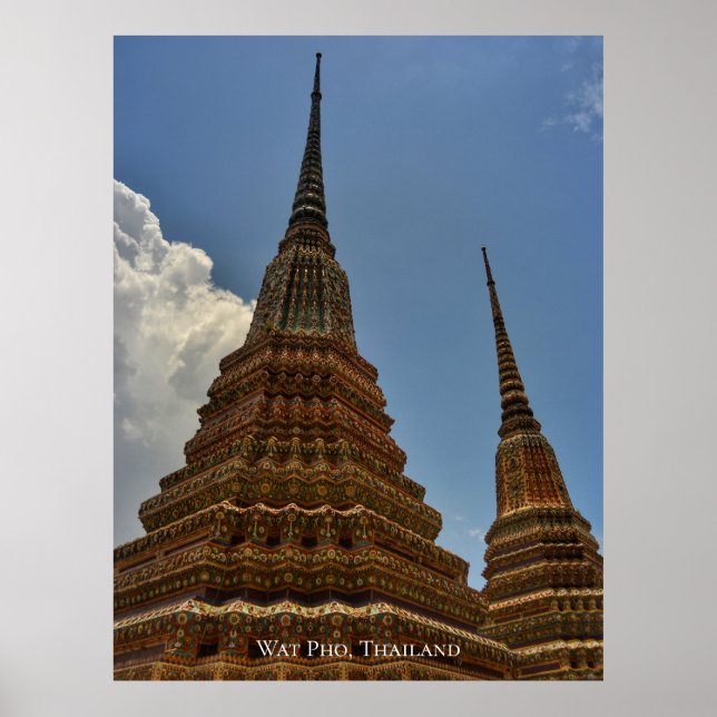 Wat Pho Stupa Padoga Temple Thailand Travel Poster (Front)