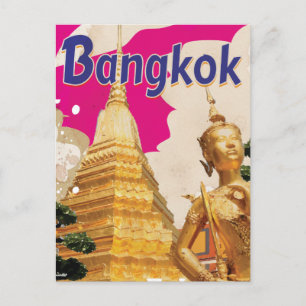 Wat Phra Kaeo Bangkok Vintage Travel Poster Postcard