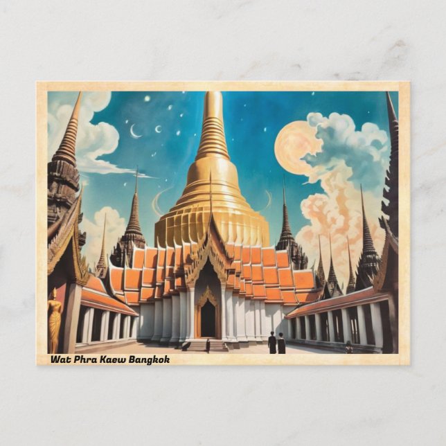  Wat Phra Kaew Bangkok Vintage Travel Postcard (Front)