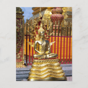 Wat Phrathat Doi Suthep Gold Buddha Postcard