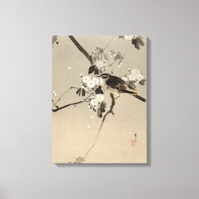 Watanabe Seitei Bird on a Flowering Branch Canvas Print (Front)