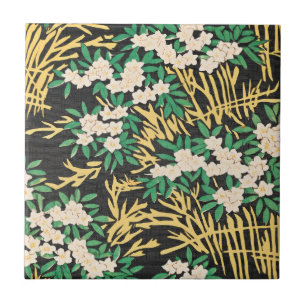 Watanabe Seitei Japanese Floral Ceramic Tile
