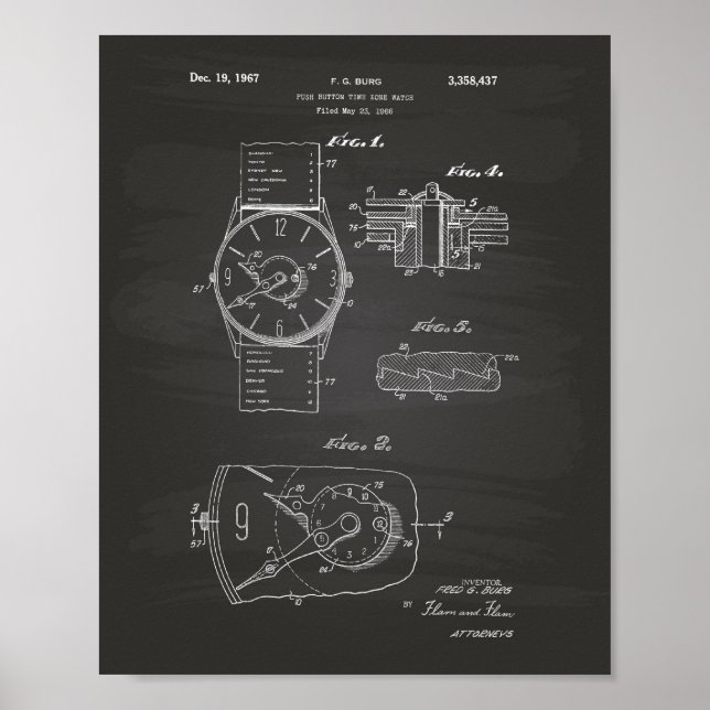 Watch 1966 Patent Art - Chalkboard Poster (Front)