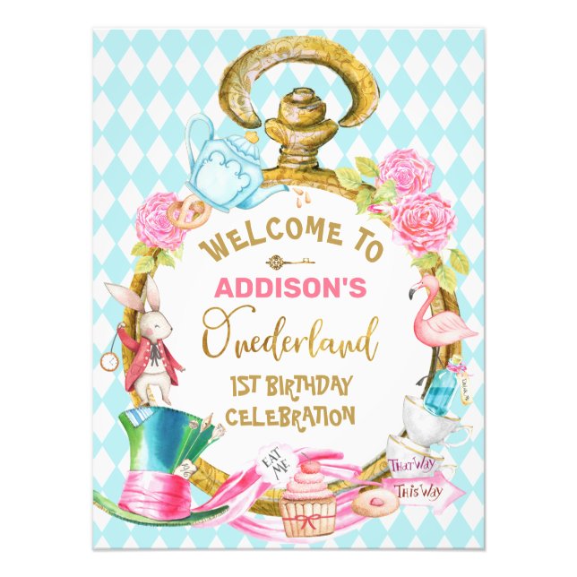 Watch Alice In Onederland Birthday Welcome Sign (Front)