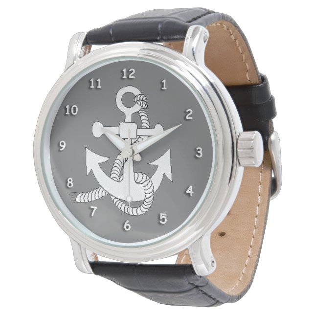 Watch - Anchor in White (Angled)