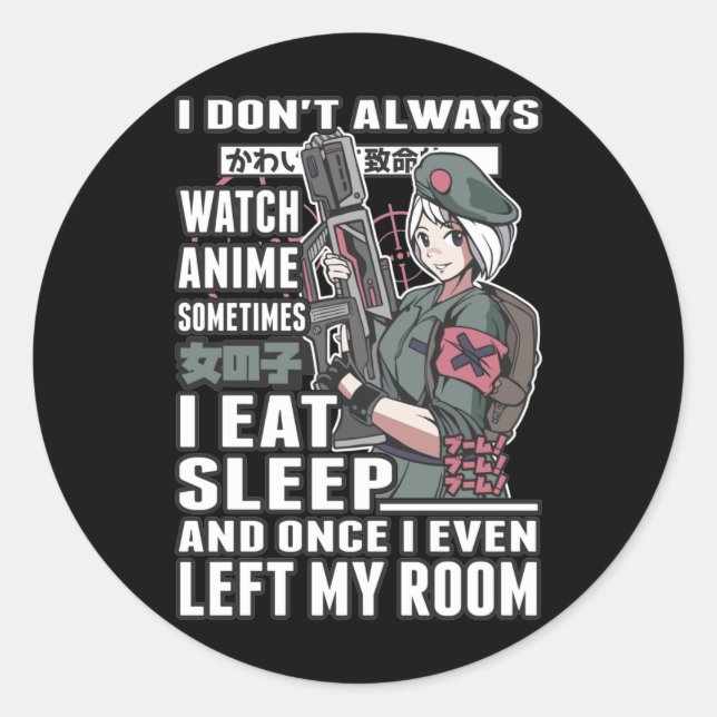 Watch Anime Lover Otaku Japanese Comic Manga Fan Classic Round Sticker (Front)