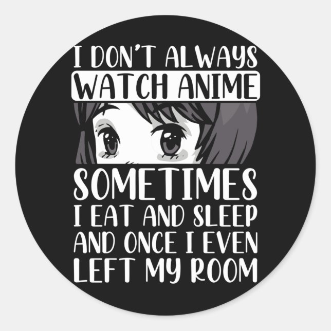 Watch Anime Otaku Girl Japanese Comic Manga Fan Classic Round Sticker (Front)