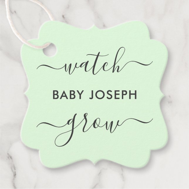 Watch Baby Grow, Plant Gift Tag, Favour Tag (Front)