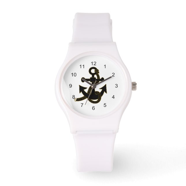 Watch - Black Anchor on  White (Front)