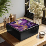 Watch Box, Purple Gold Alcohol Ink Gift Box<br><div class="desc">A beautiful purple and gold alcohol ink fluid design jewellery box. Product is customisable,  put any name or phrase you would like on it. Makes a great keepsake or watch box gift too.</div>