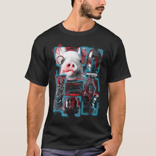 Watch Dogs Legion Glitchy Mask Panels T-Shirt (Front)