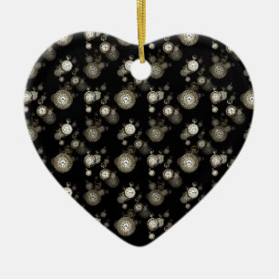 Watch faces print - steampunk patterned accessory ceramic tree decoration