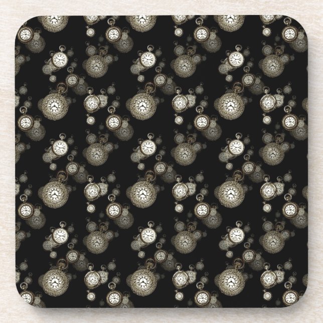 Watch faces print - steampunk patterned accessory coaster (Front)