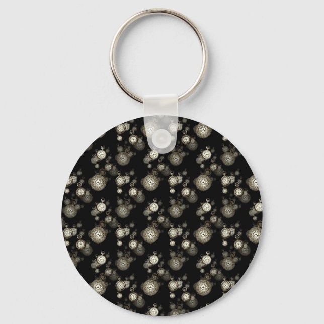 Watch faces print - steampunk patterned accessory key ring (Front)