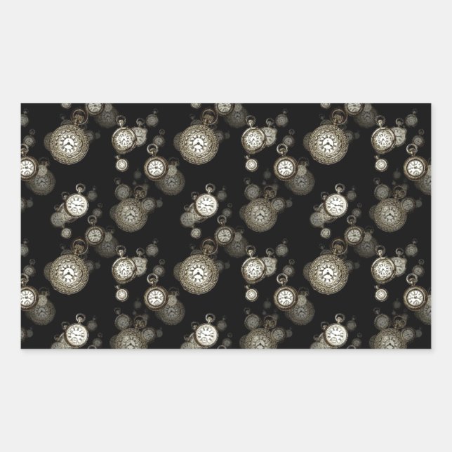 Watch faces print - steampunk patterned accessory rectangular sticker (Front)