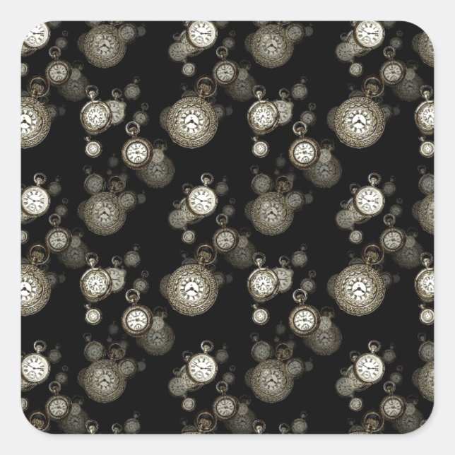Watch faces print - steampunk patterned accessory square sticker (Front)