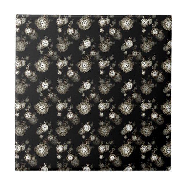 Watch faces print - steampunk patterned accessory tile (Front)